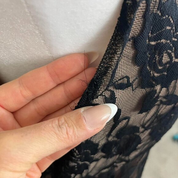 black floral lace y2k sleeveless midi dress - Picture 4 of 8